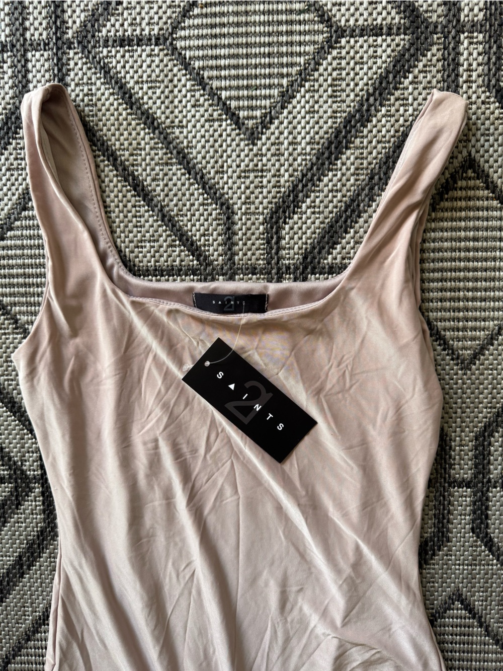 Women's Nude Scoop Neck Snap Spandex Bodysuit - Picture 4 of 6